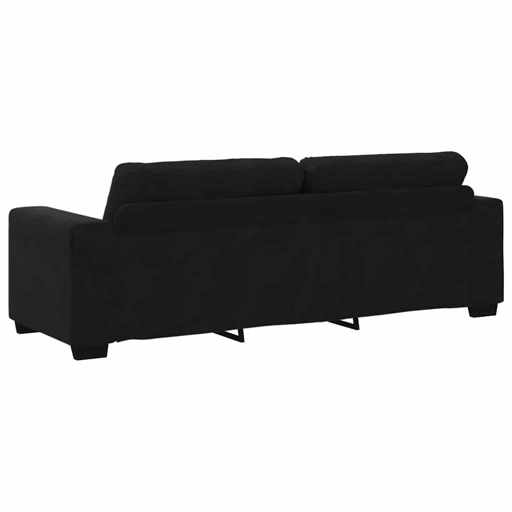 Sofa Set with Cushion 3 pcs Black 221 x 78 x 80 cm Velvet