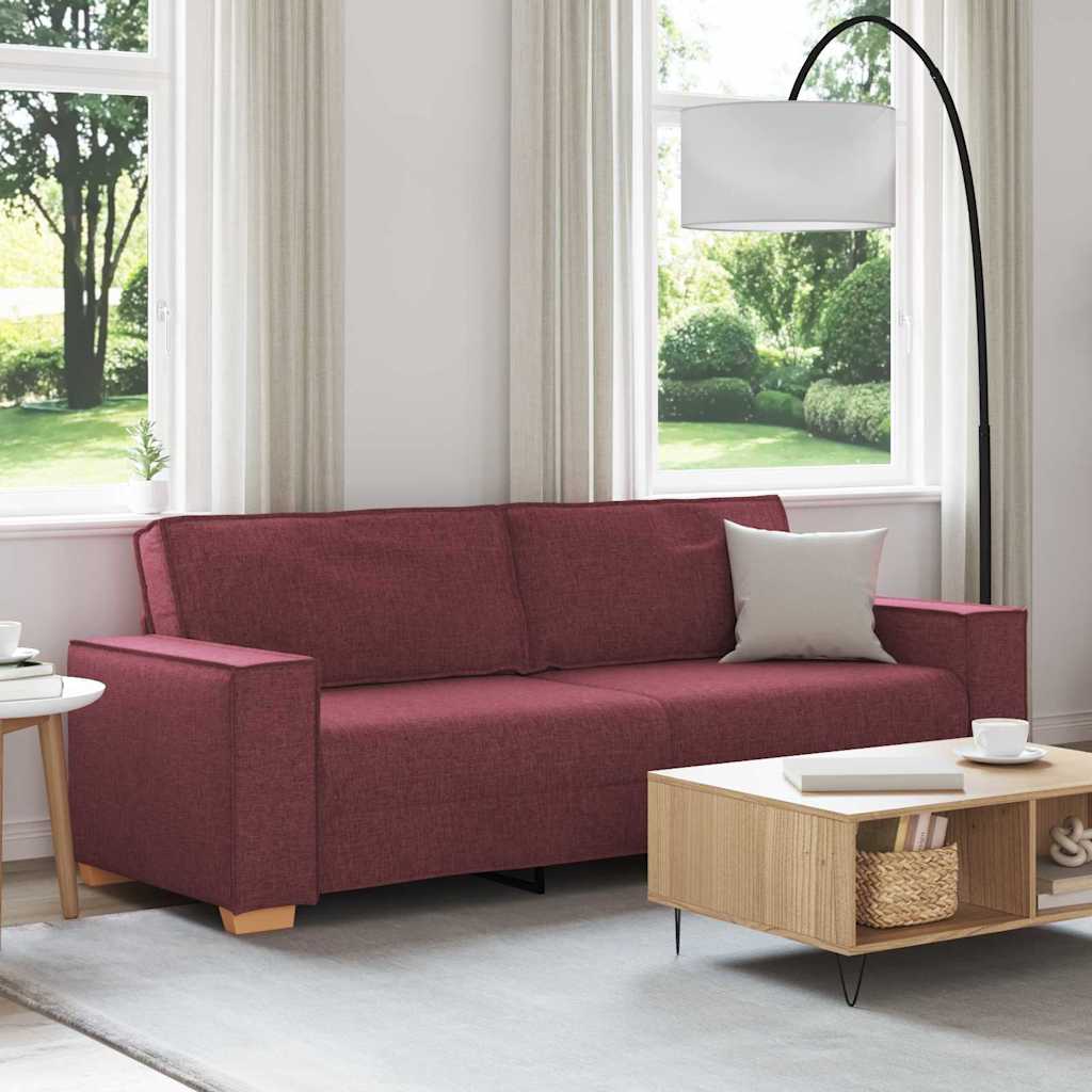 3-Seater Sofa Wine Red 220 x 78 x 84 cm Fabric