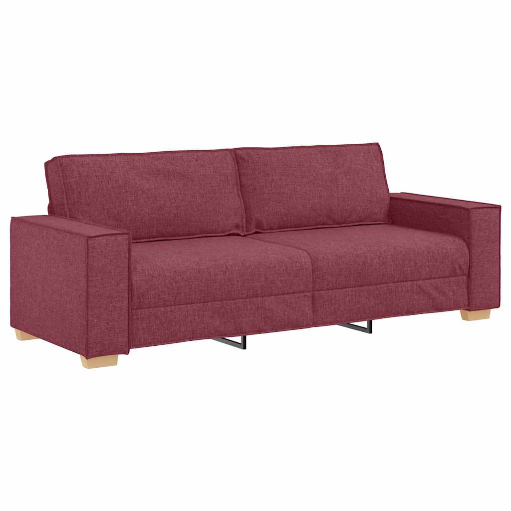 3-Seater Sofa Wine Red 220 x 78 x 84 cm Fabric