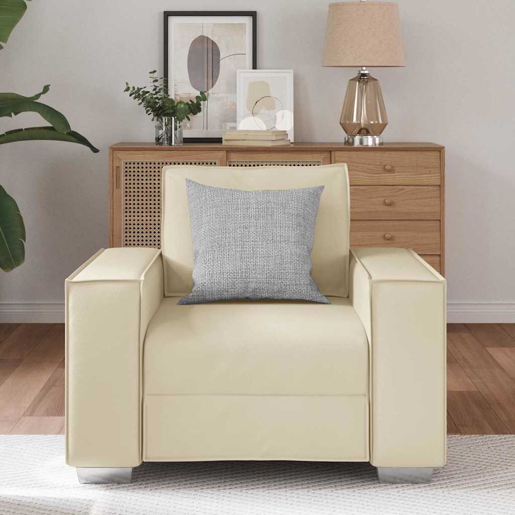 Sofa Chair 59 cm with Cushion Cream Faux leather