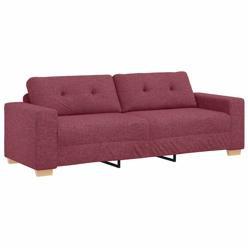 3-Seater Sofa with Cushion Wine red Fabric