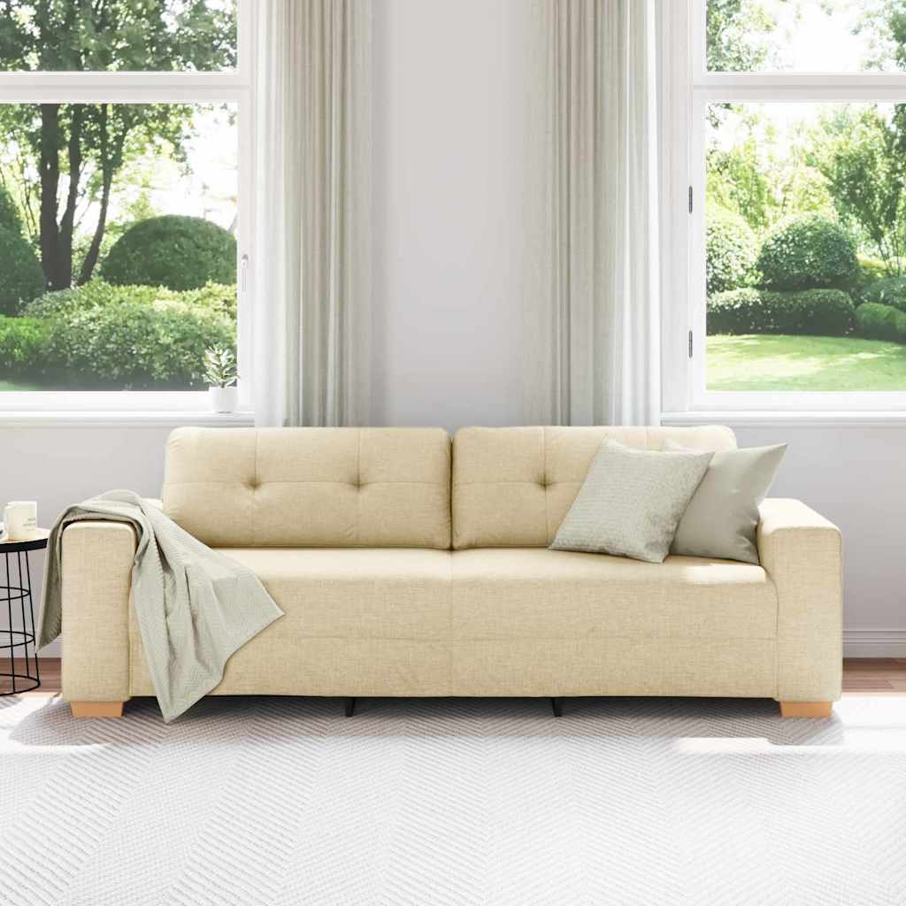3-Seater Sofa with Cushion Cream Fabric