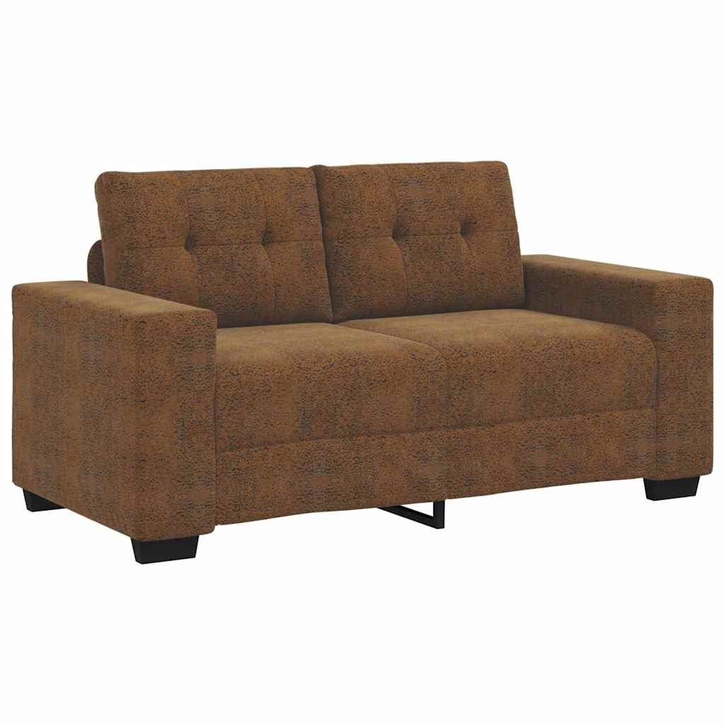 Loveseat Sofa with Cushion Brown Faux leather