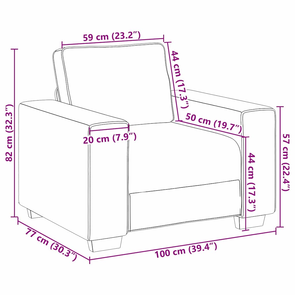 Sofa with Cushion Light grey 100 x 77 x 82 cm Fabric