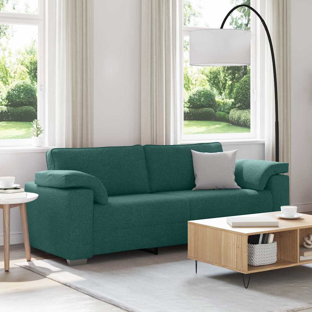 Sofa with Cushion Dark green 219 x 77 x 82 cm Fabric