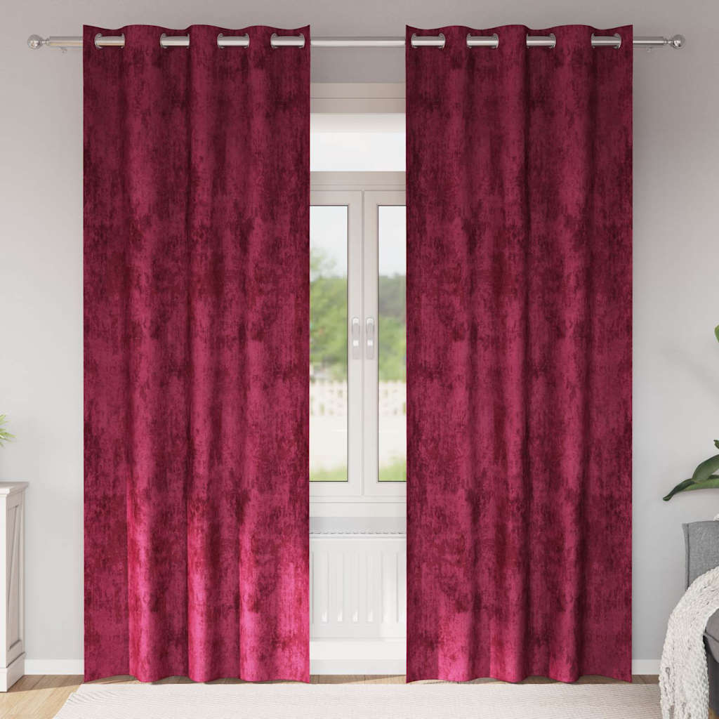 Curtain with Curtains 2 pcs Wine red 225 x 140 cm Velvet