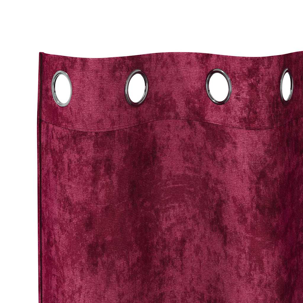 Curtain with Curtains 2 pcs Wine Red 260 x 140 cm Velvet
