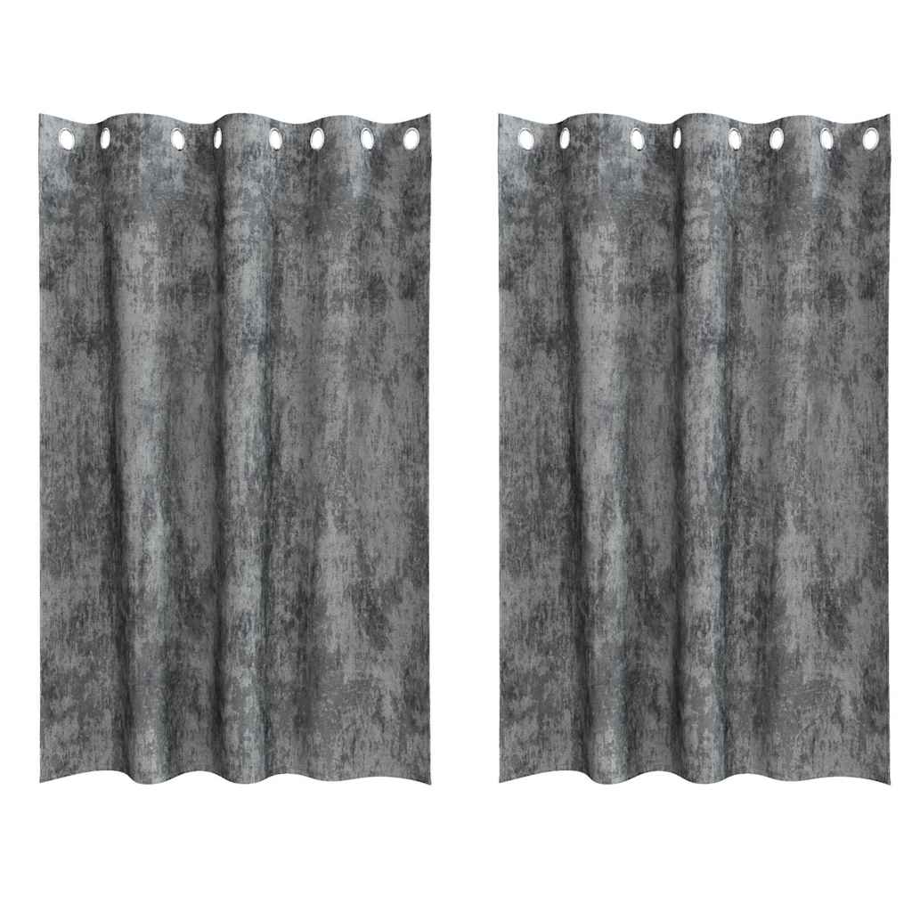Curtain with Curtains 2 pcs Grey 175 x 140 cm Velvet