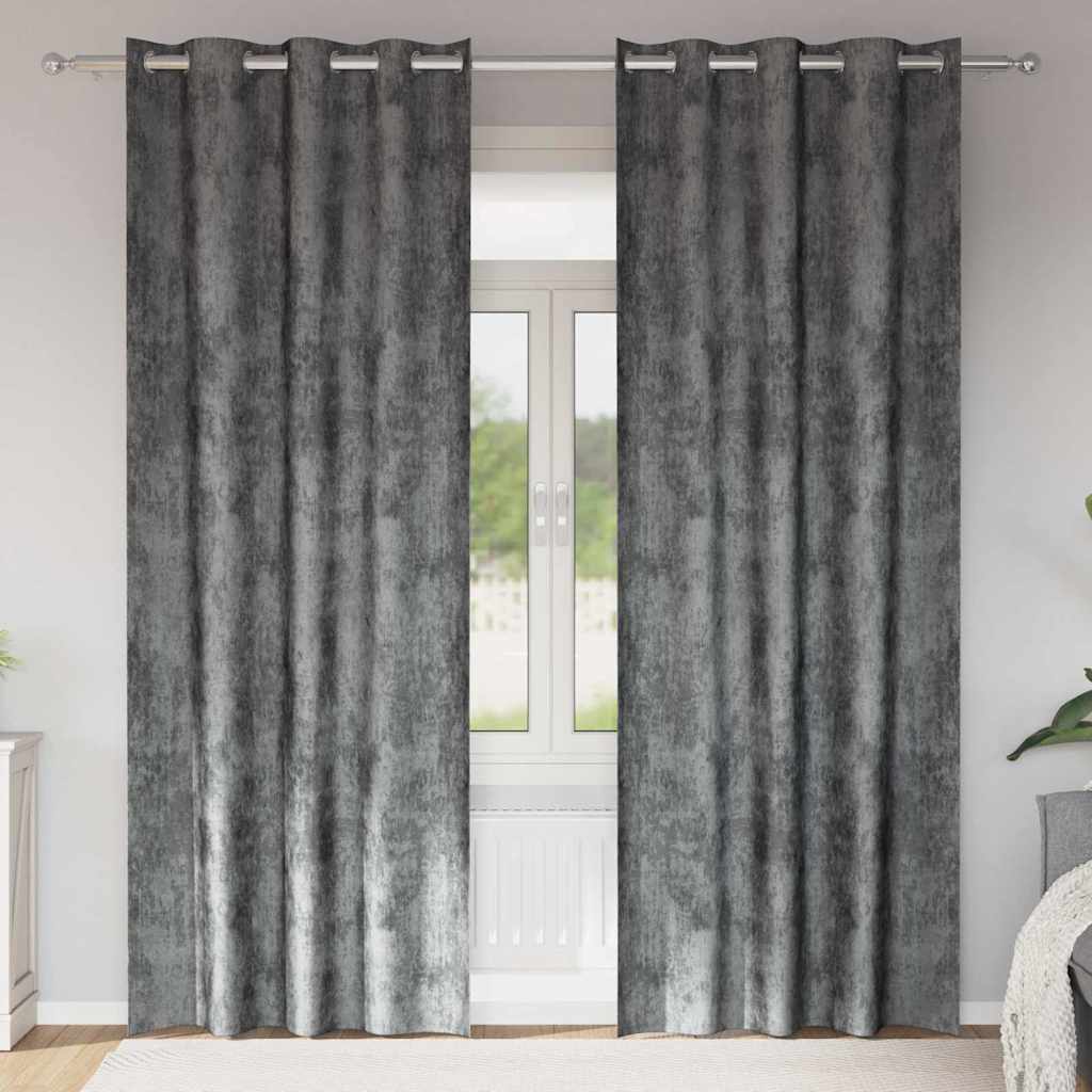 Curtain with Curtains 2 pcs Grey 245 x 140 cm Velvet