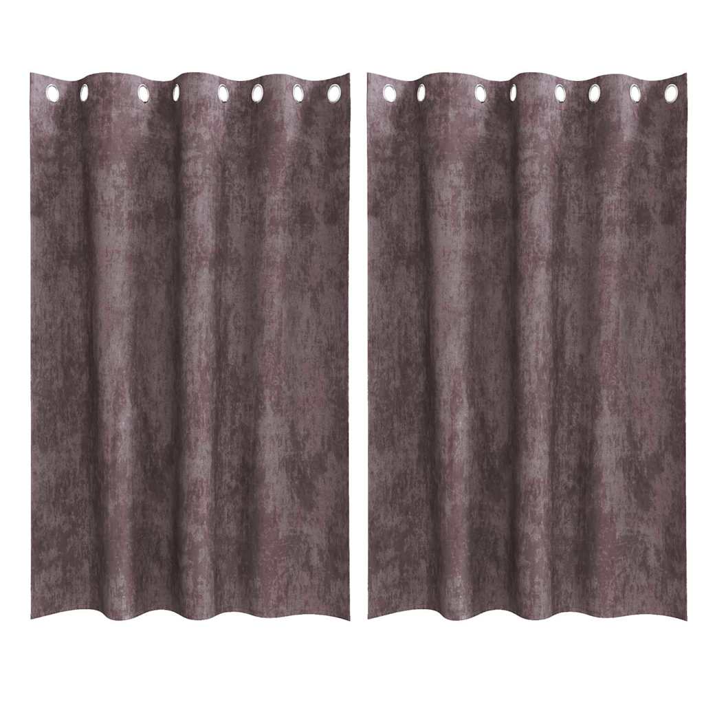 Curtain with Curtains 2 pcs Brown 175 x 140 cm Velvet