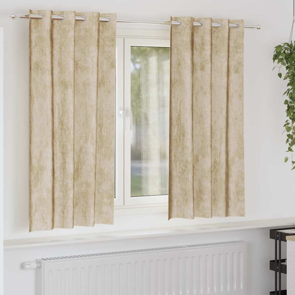 Curtain with Curtains 2 pcs Cream 175 x 140 cm Velvet