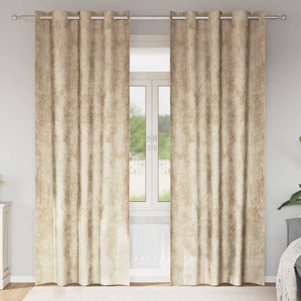 Curtain with Curtains 2 pcs Cream 225 x 140 cm Velvet