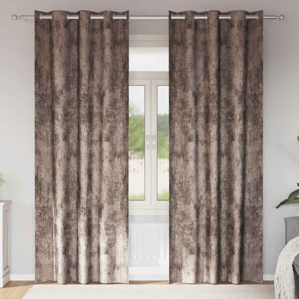 Curtain with Curtains 2 pcs Cappuccino 245 x 140 cm Velvet