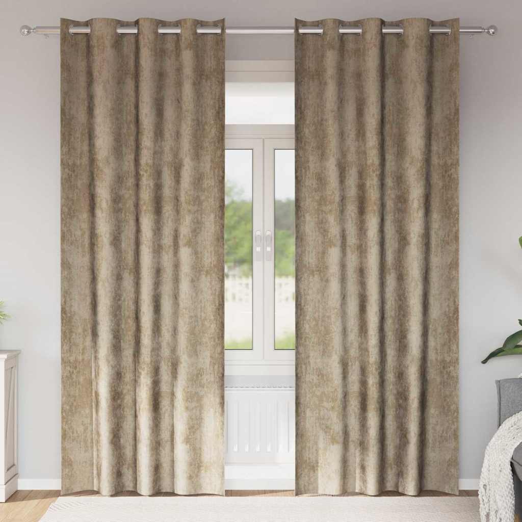 Curtain with Curtains 2 pcs Champagne 245 x 140 cm Velvet