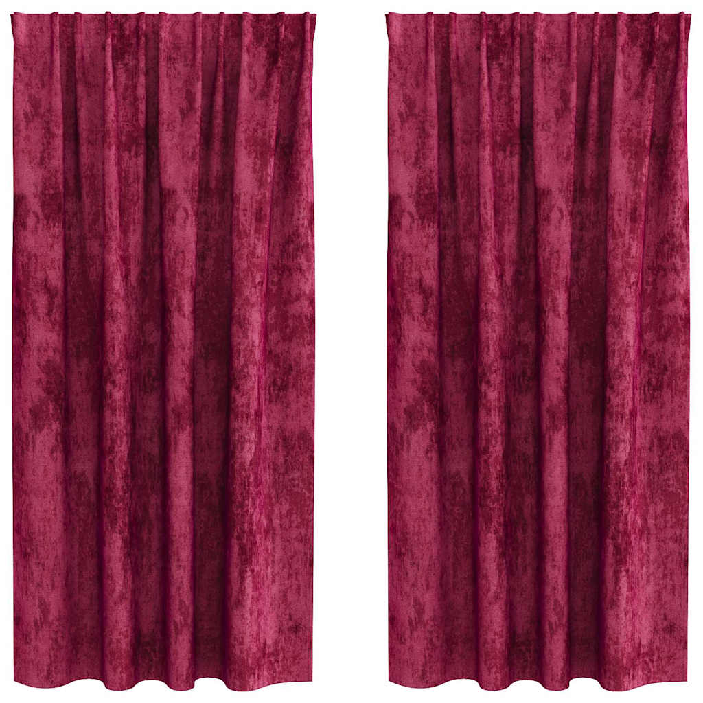 Curtain with Curtains 2 pcs Wine red 175 x 140 cm Velvet