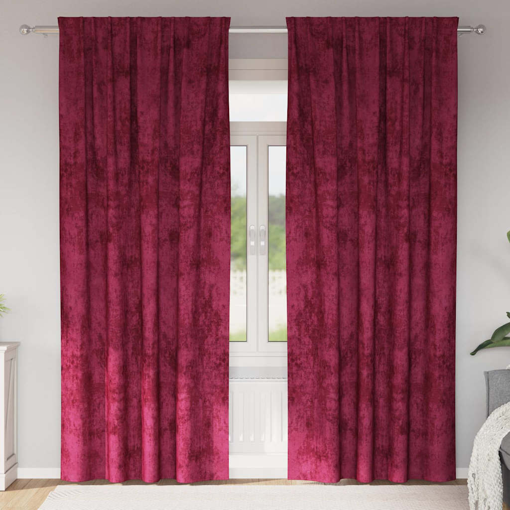 Curtain with Curtains 2 pcs Wine red 245 x 140 cm Velvet