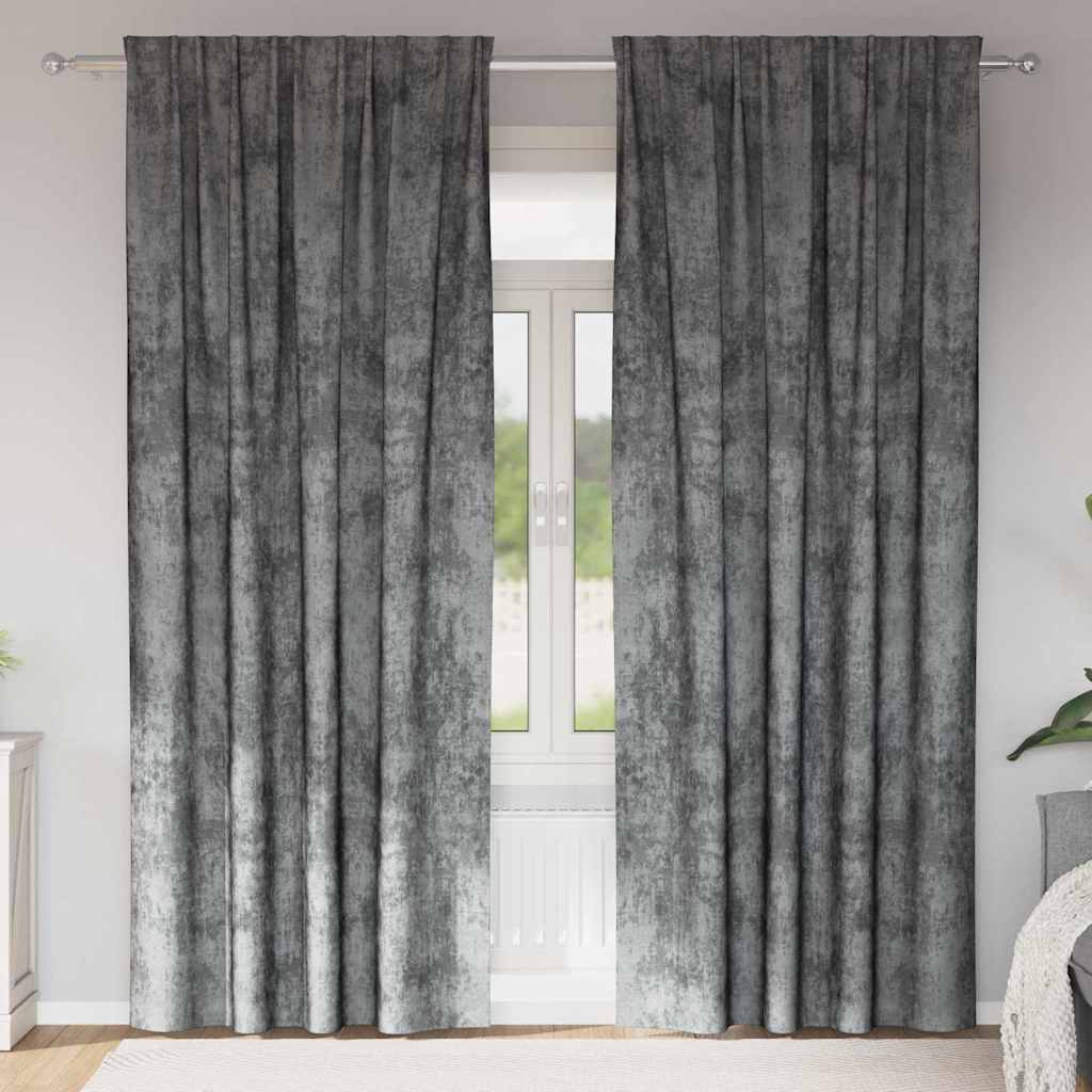 Curtain with Curtains 2 pcs Grey 225 x 140 cm Velvet