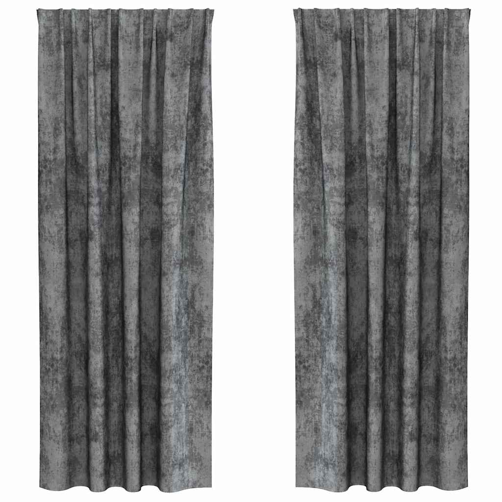 Curtain with Curtains 2 pcs Grey 260 x 140 cm Velvet