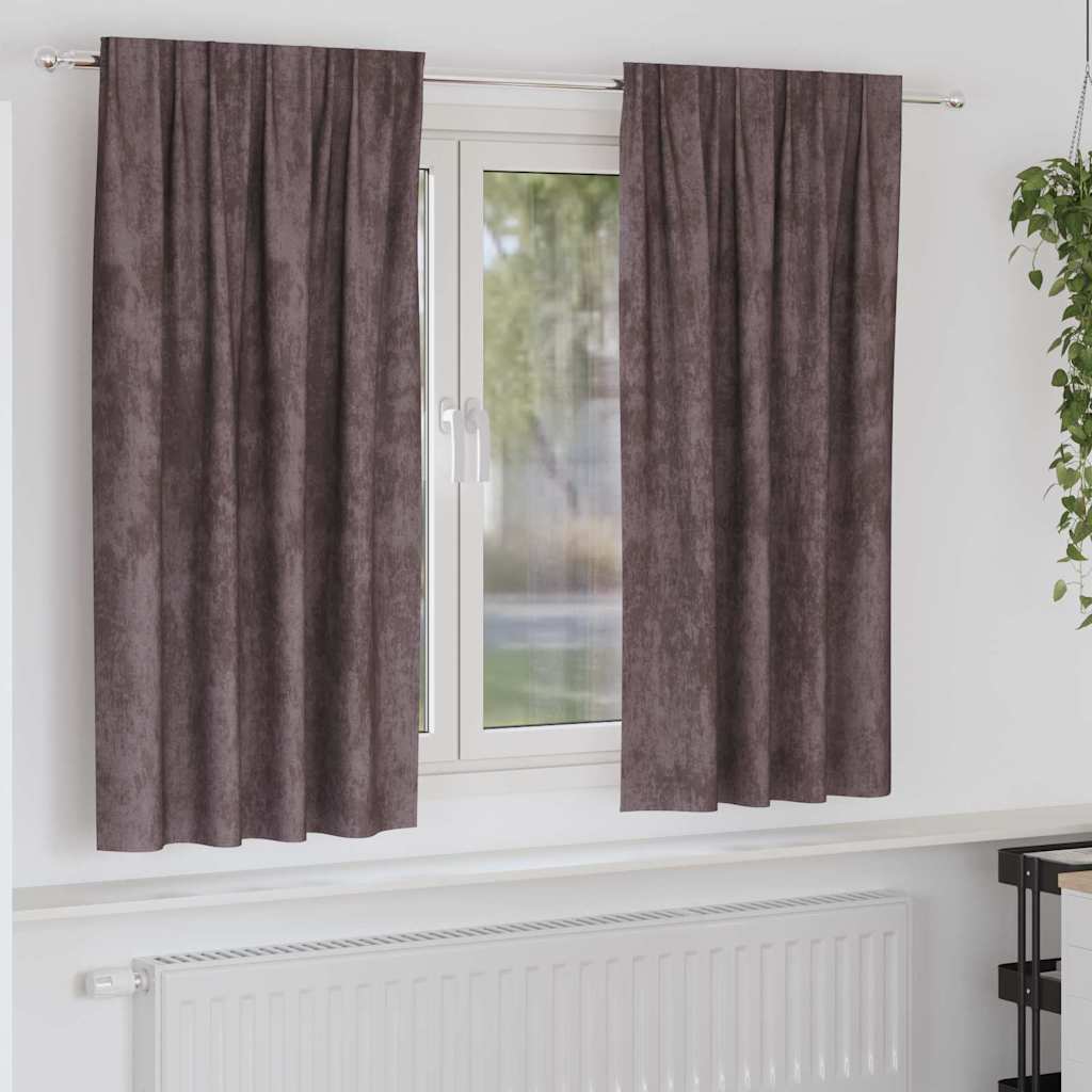 Curtain with Curtains 2 pcs Brown 175 x 140 cm Velvet