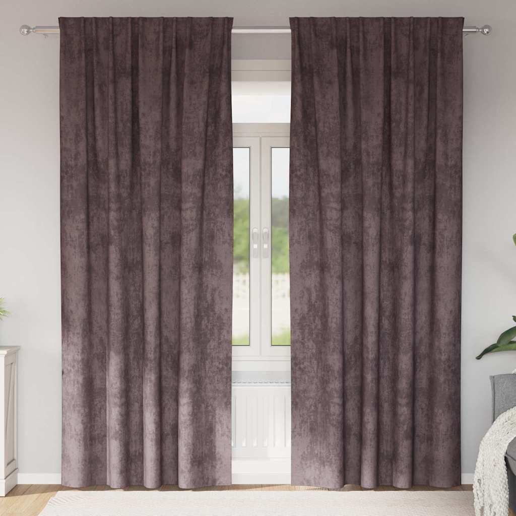 Curtain with Curtains 2 pcs Brown 245 x 140 cm Velvet