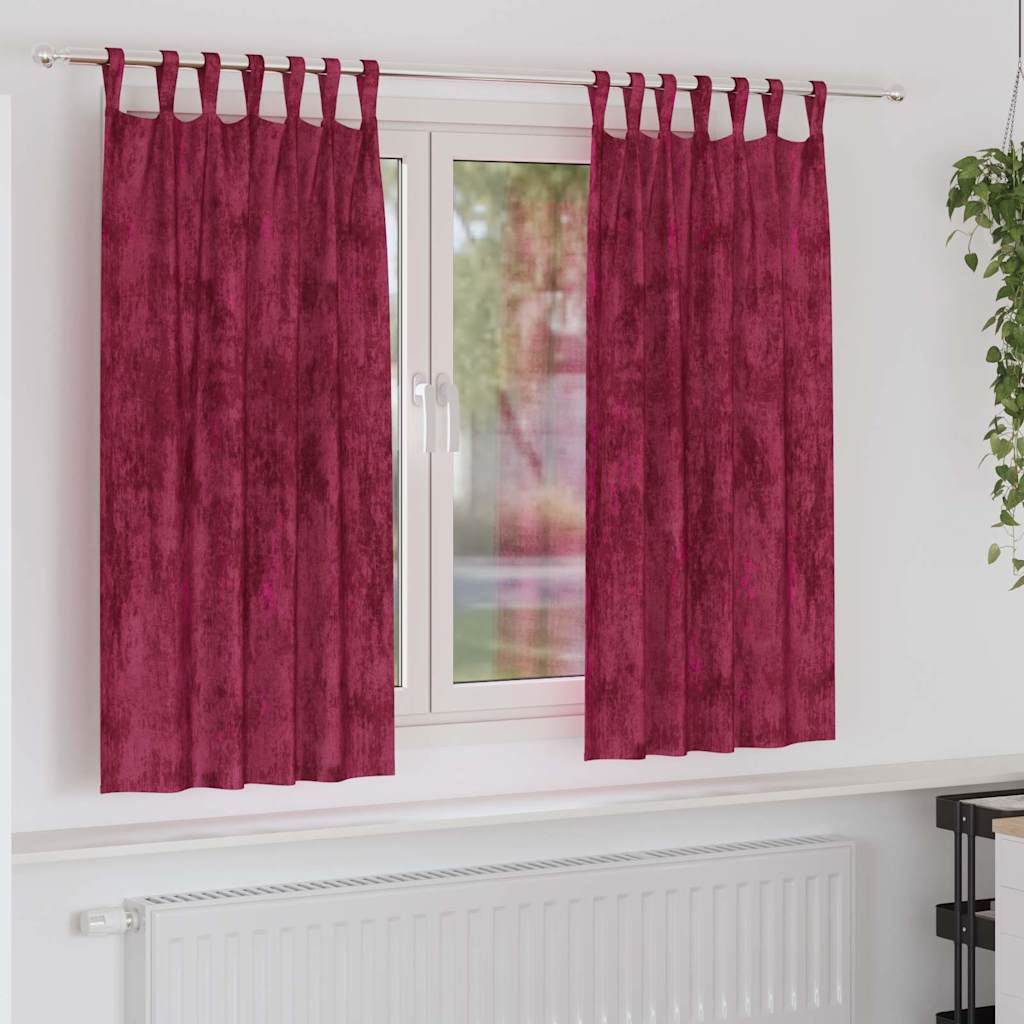 Curtain with Curtains 2 pcs Wine red 175 x 140 cm Velvet