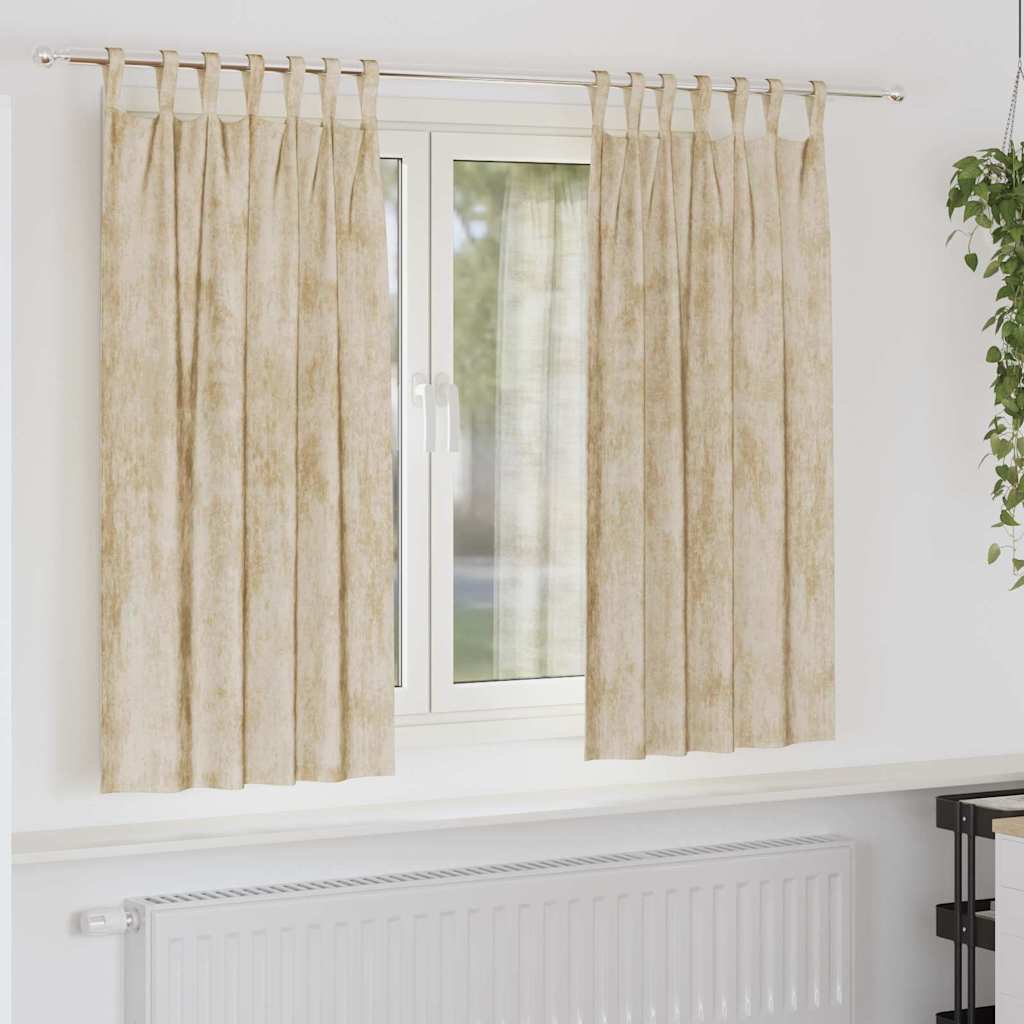 Curtain with Curtains 2 pcs Cream 175 x 140 cm Velvet