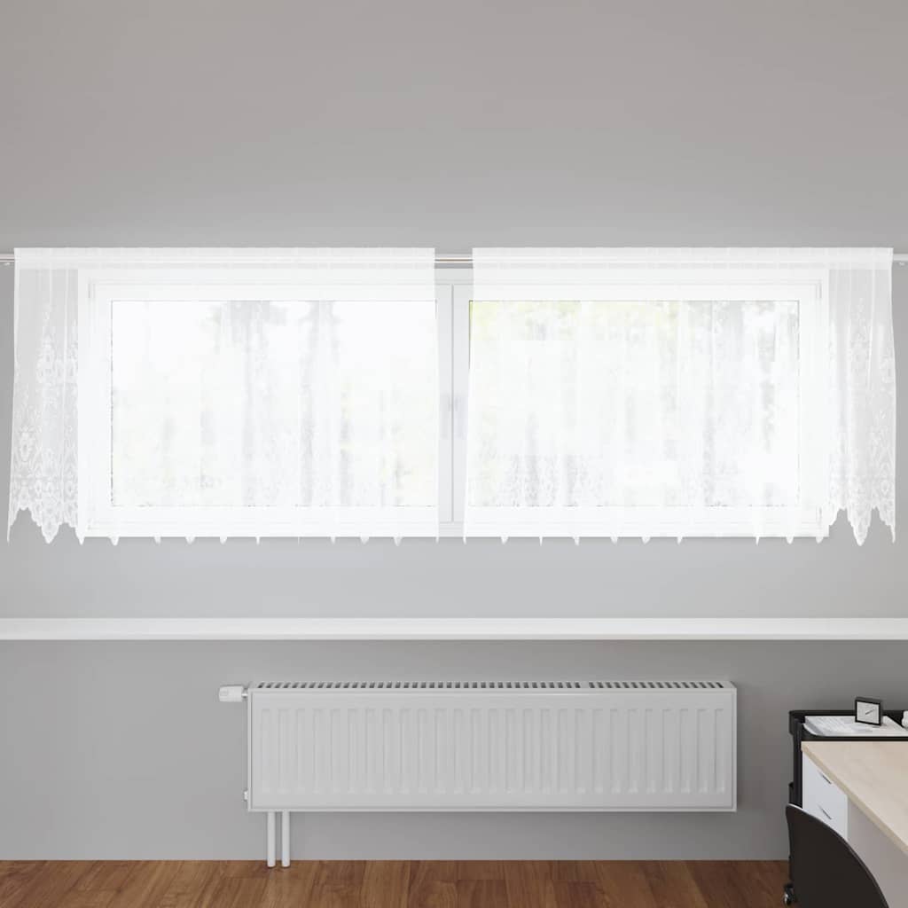 Lace Curtain with Curtains White 300x80cm Polyester