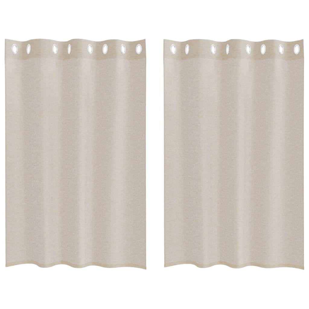 Voile Curtain with Curtains 2 pcs Sand 140x140cm Polyester