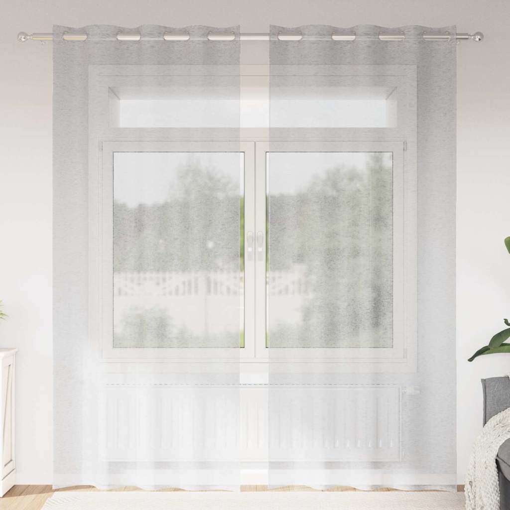 Voile Curtain 2 pcs Light grey 140x260cm Polyester