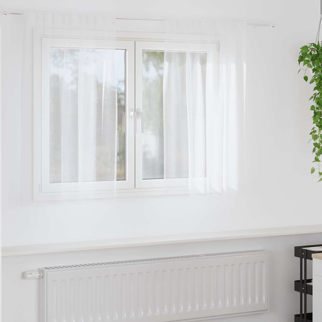 Voile Curtain with Curtains 2 pcs White 140x140cm Polyester