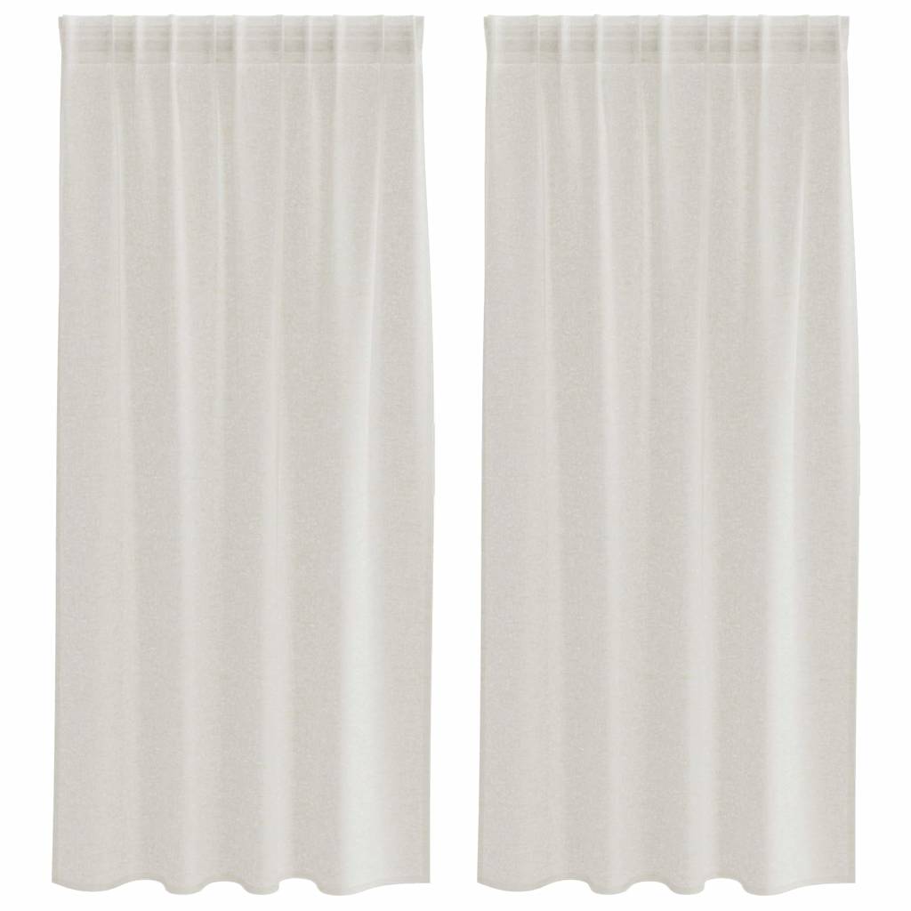 Voile Curtain with Curtains 2 pcs Cream 140x175cm Polyester