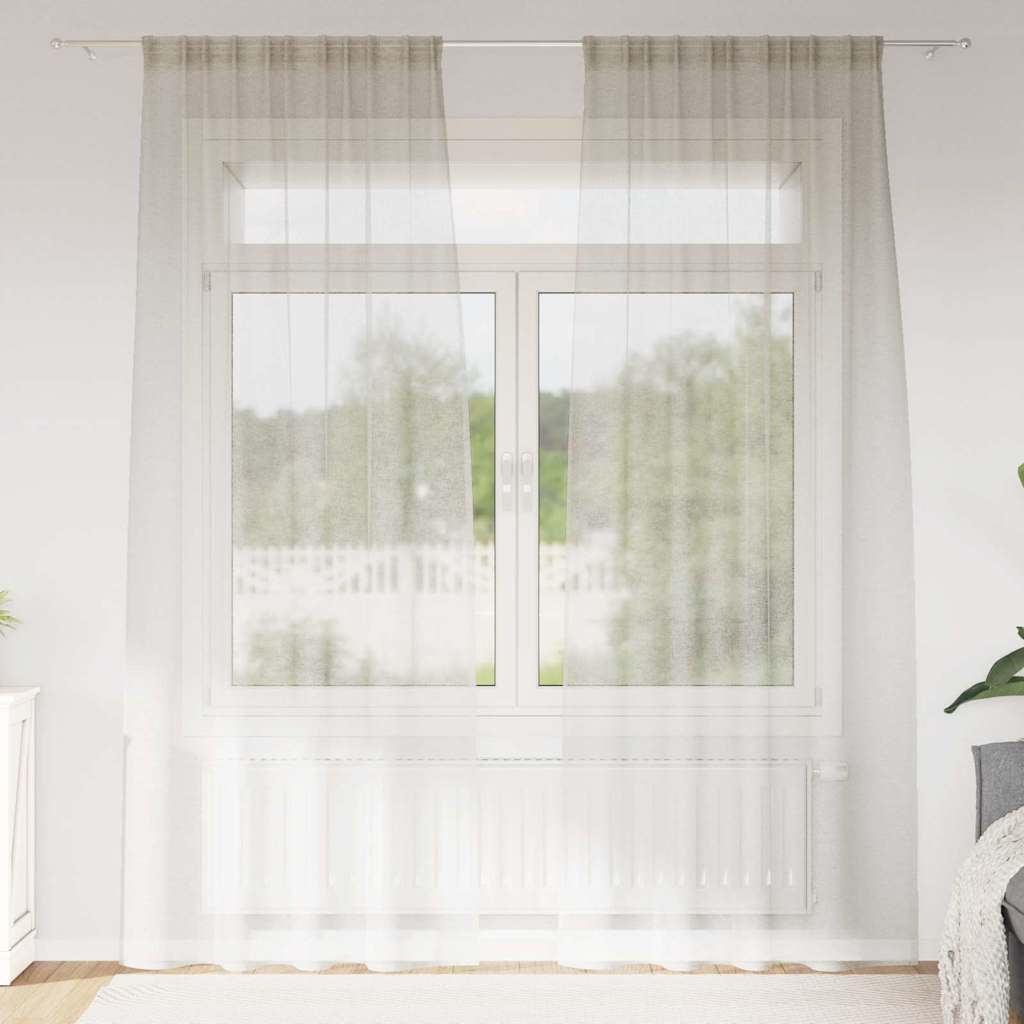Voile Curtain with Curtains 2 pcs Cream 140x245cm Polyester