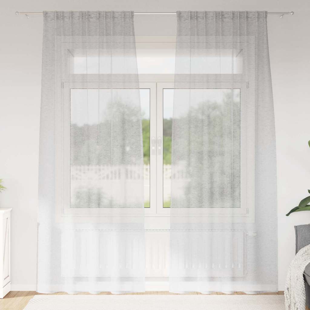 Voile Curtain 2 pcs Light grey 140x225cm Polyester