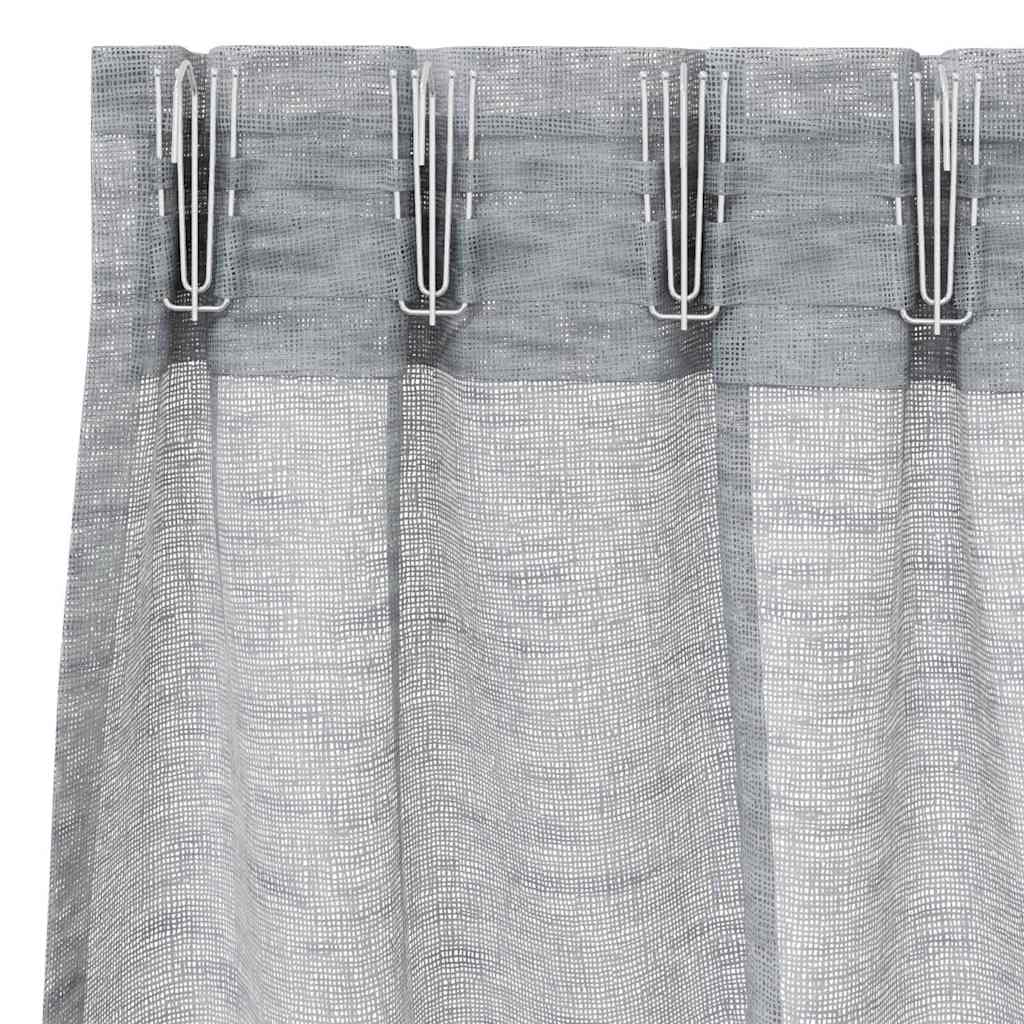 Voile Curtain with Curtains 2 pcs Dark grey 140x225cm Polyester