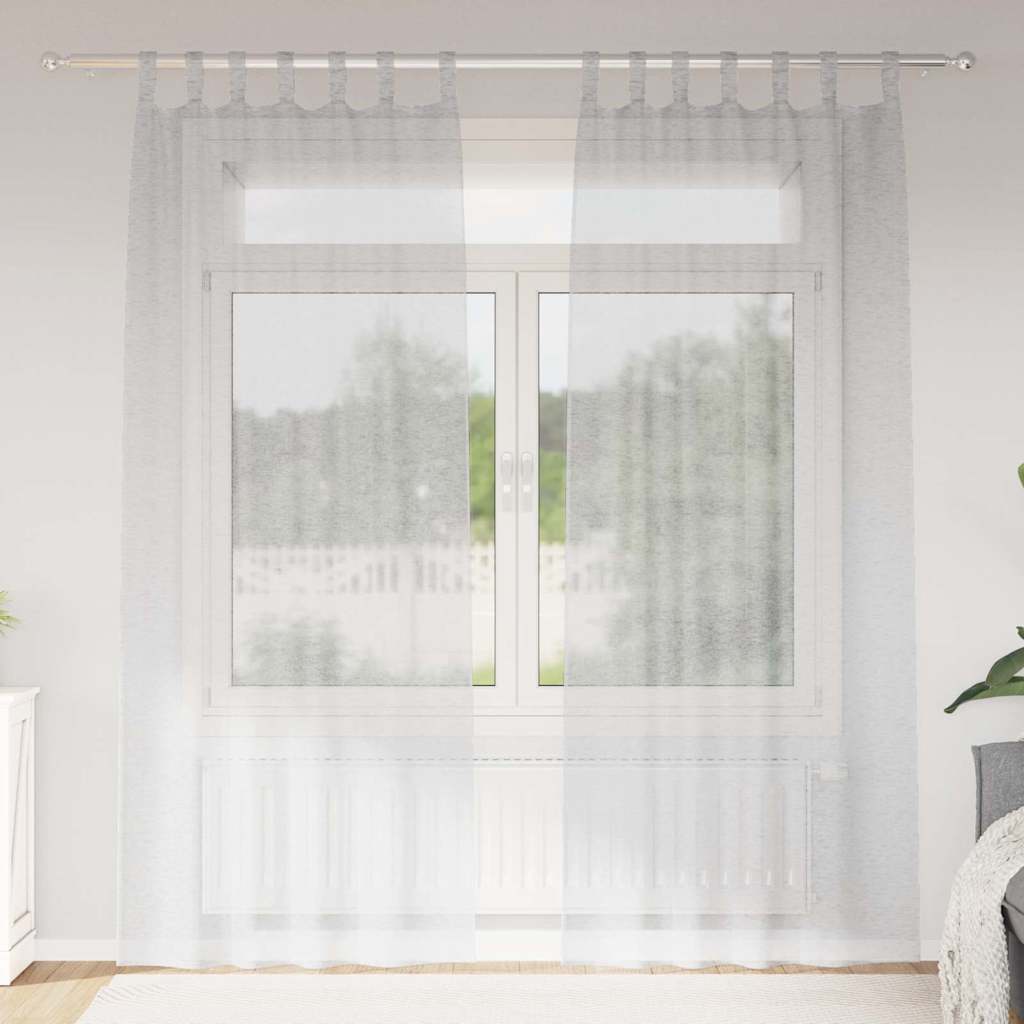 Voile Curtain 2 pcs Light grey 140x245cm Polyester