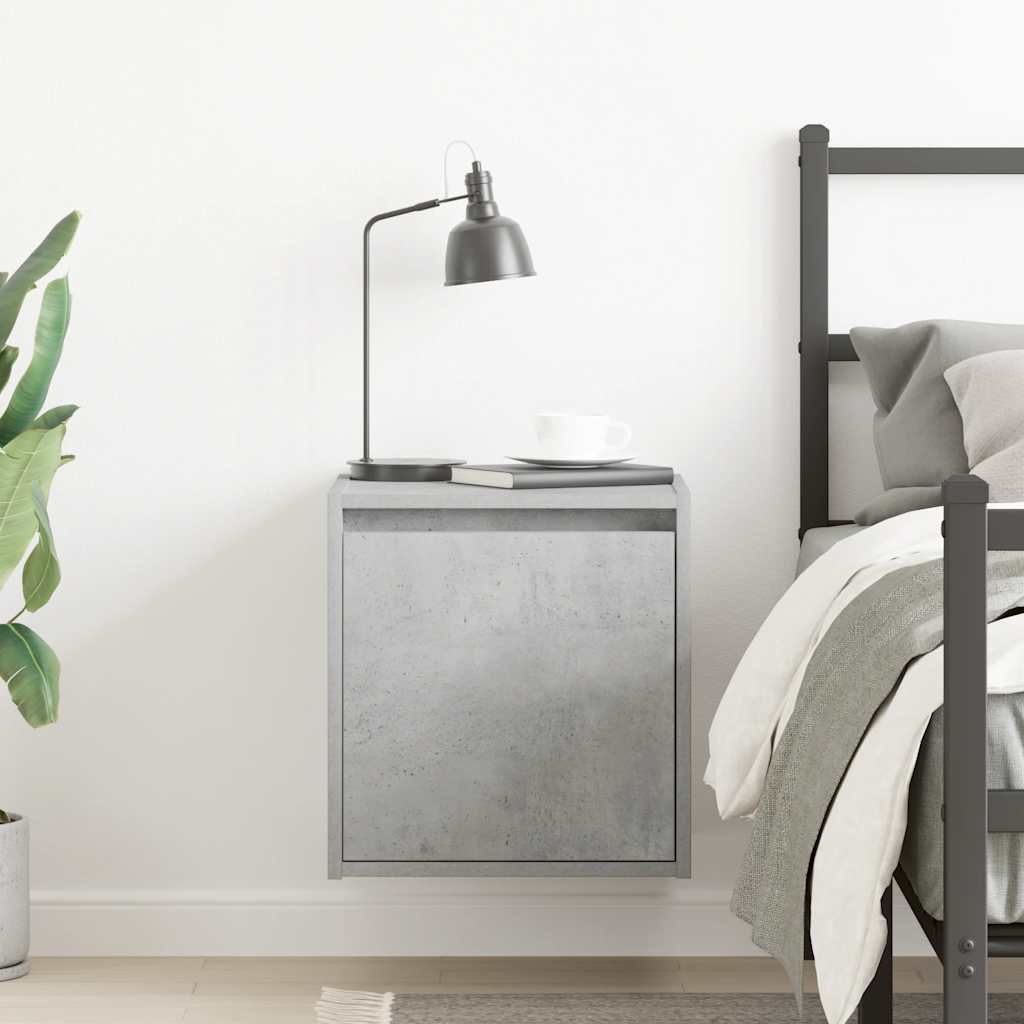 Wall-Mounted Bedside Cabinet Concrete Grey 38x34x40 cm