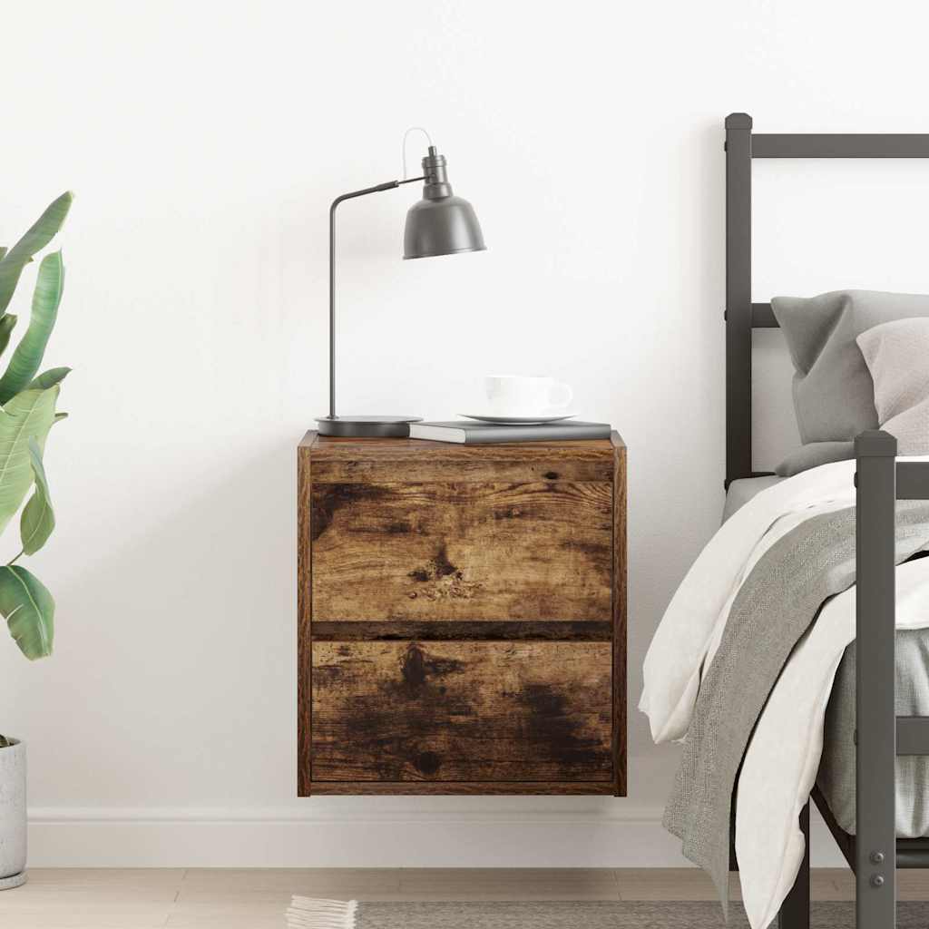 Wall-mounted Bedside Cabinet Smoked Oak 38x34x40 cm