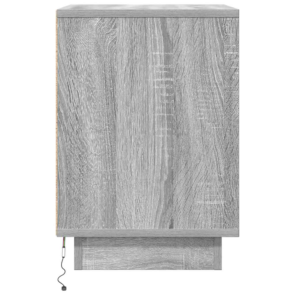 Bedside Cabinet with LED Lights Grey Sonoma 38x34x50 cm