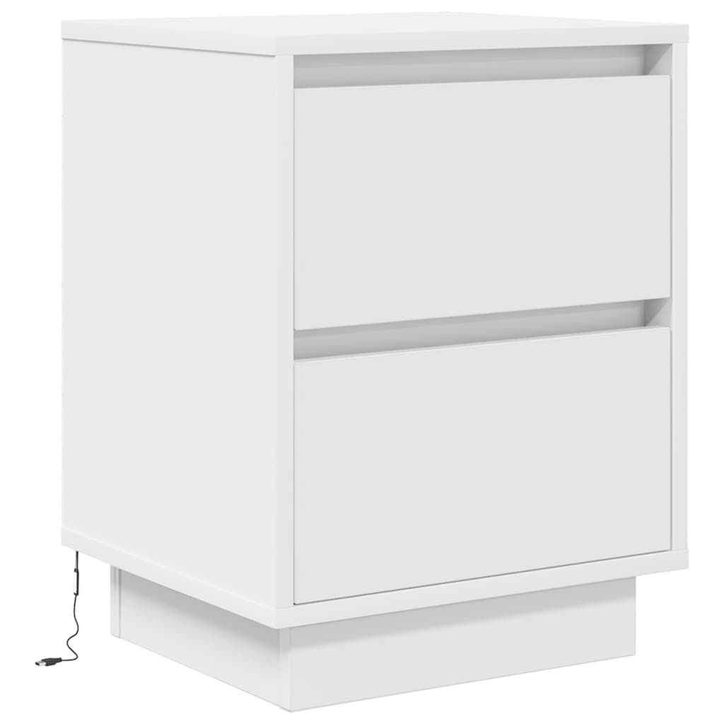 Bedside Cabinets with LED Lights 2 pcs White 38x34x50 cm