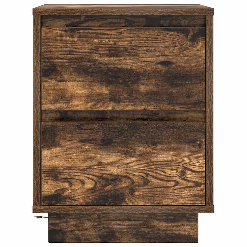 Bedside Cabinets with LED Lights 2 pcs Smoked Oak 38x34x50 cm
