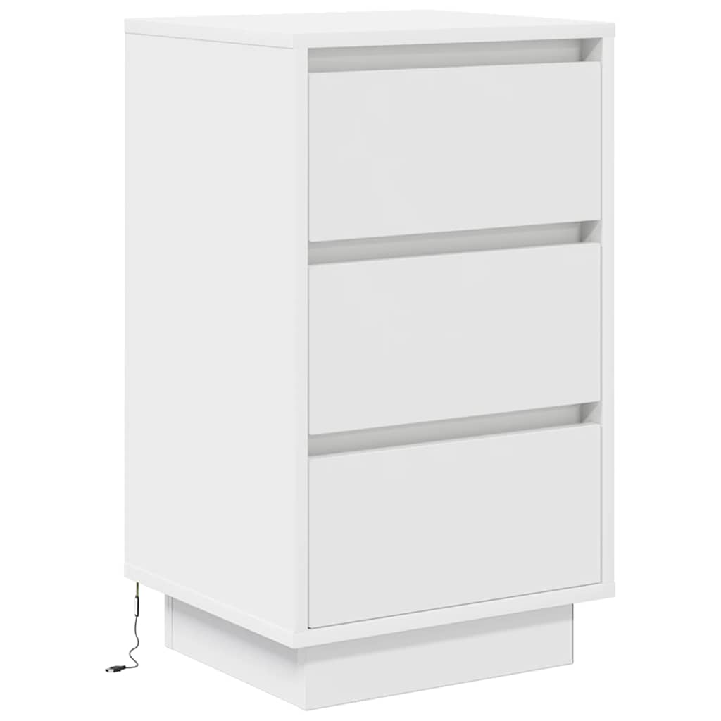Bedside Cabinet with LED Lights White 38x34x65 cm