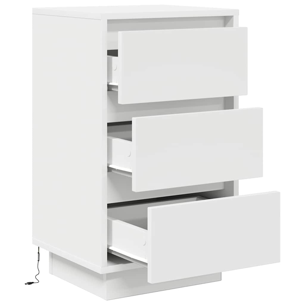 Bedside Cabinet with LED Lights White 38x34x65 cm