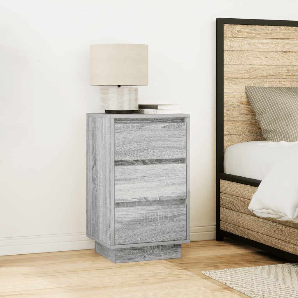 Bedside Cabinet with LED Lights Grey Sonoma 38x34x65 cm