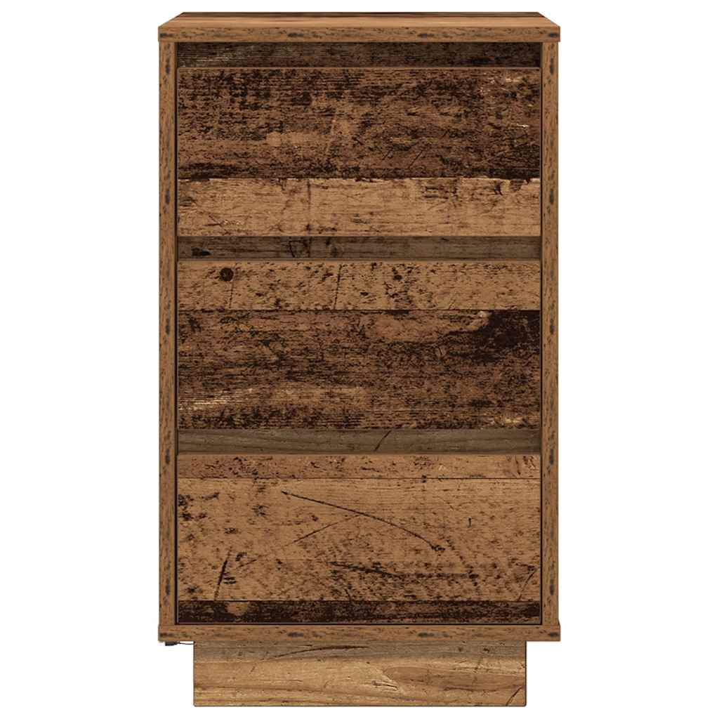 Bedside Cabinet with LED Lights Old Wood 38x34x65 cm