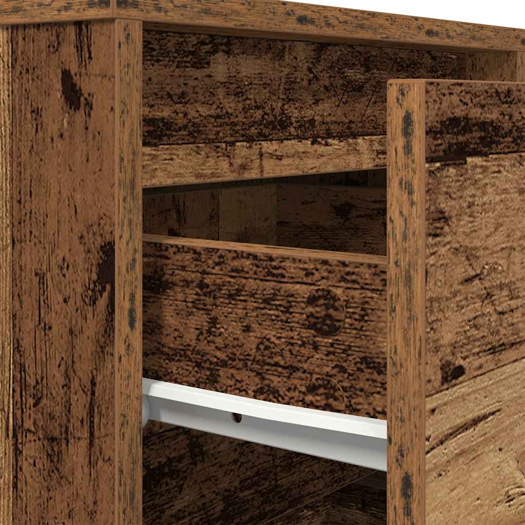 Bedside Cabinet with LED Lights Old Wood 38x34x65 cm