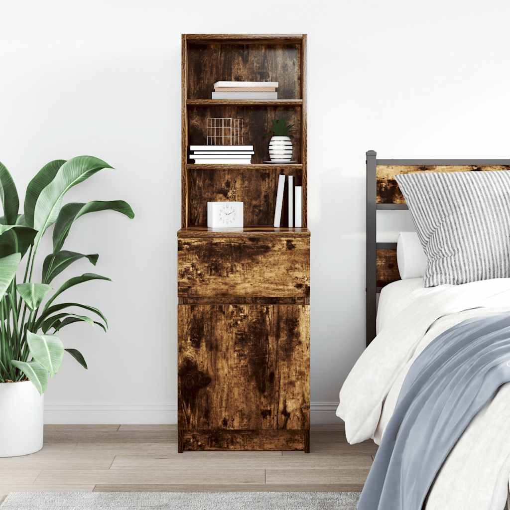 Bedside Cabinet Smoked Oak 39x35x125 cm Engineered Wood