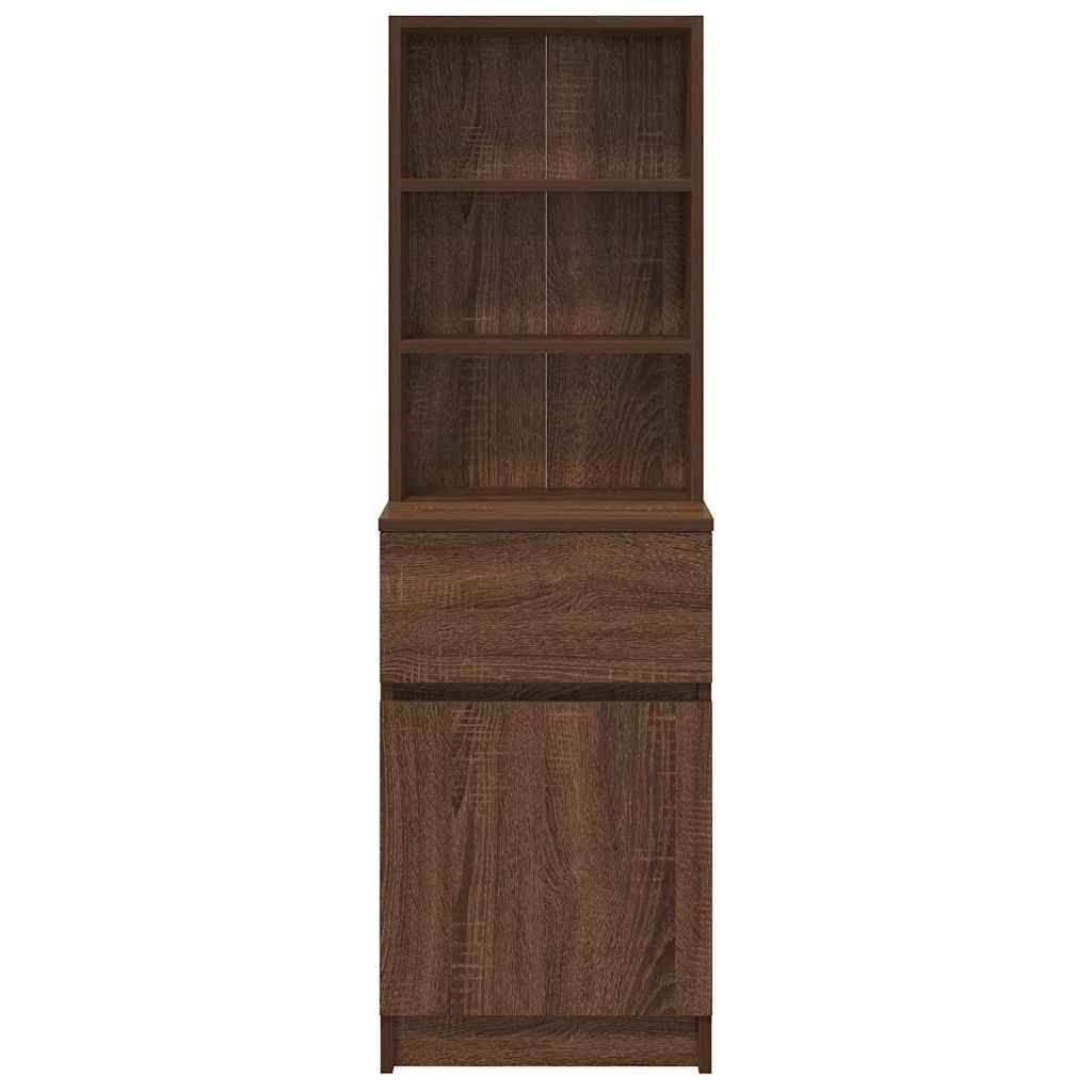 Bedside Cabinet Brown Oak 39x35x125 cm Engineered Wood