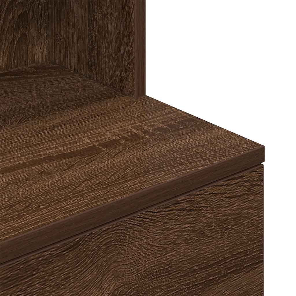 Bedside Cabinet Brown Oak 39x35x125 cm Engineered Wood