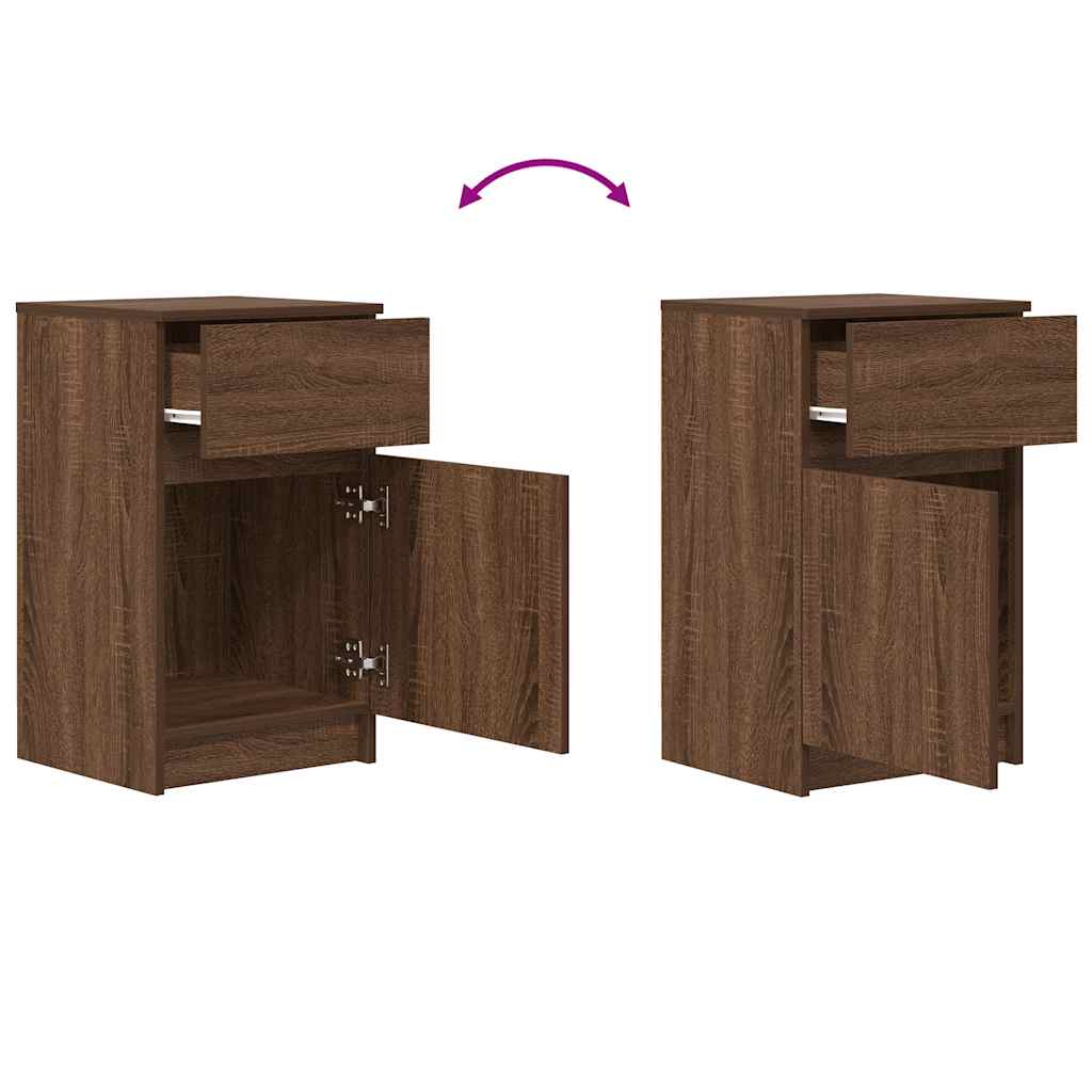 Bedside Cabinet Brown Oak 39x35x65 cm Engineered Wood