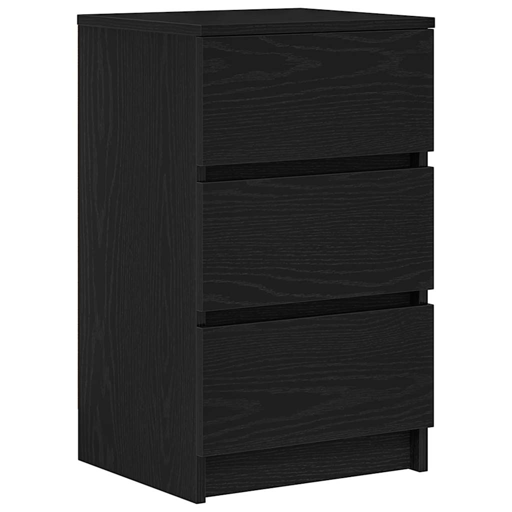 Bedside Cabinet with 3 Drawers Black 39x35x65 cm